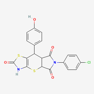 11-(4-chlorophenyl)-8-(4-hydroxyphenyl)-2,6-dithia-4,11-diazatricyclo[7.3.0.03,7]dodec-3(7)-ene-5,10,12-trione