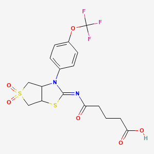 molecular formula C17H17F3N2O6S2 B12154851 5-{[(2Z)-5,5-dioxido-3-[4-(trifluoromethoxy)phenyl]tetrahydrothieno[3,4-d][1,3]thiazol-2(3H)-ylidene]amino}-5-oxopentanoic acid 