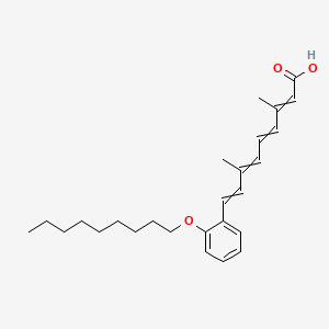 molecular formula C26H36O3 B1215487 2,4,6,8-Nonatetraenoicacid, 3,7-dimethyl-9-[2-(nonyloxy)phenyl]-, (2E,4E,6E,8E)- 