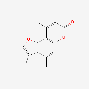 molecular formula C14H12O3 B1215489 7H-Furo(2,3-f)(1)benzopyran-7-one, 3,4,9-trimethyl- CAS No. 76591-80-5