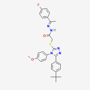 molecular formula C29H30FN5O2S B12154897 2-{[5-(4-tert-butylphenyl)-4-(4-methoxyphenyl)-4H-1,2,4-triazol-3-yl]sulfanyl}-N'-[(1E)-1-(4-fluorophenyl)ethylidene]acetohydrazide 