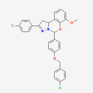 molecular formula C30H24Cl2N2O3 B12154910 5-{4-[(4-Chlorobenzyl)oxy]phenyl}-2-(4-chlorophenyl)-7-methoxy-1,10b-dihydropyrazolo[1,5-c][1,3]benzoxazine 