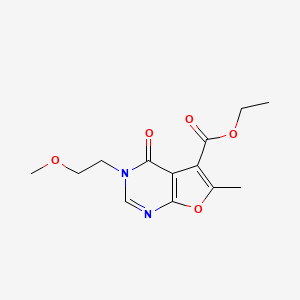 molecular formula C13H16N2O5 B12154915 ethyl 3-(2-methoxyethyl)-6-methyl-4-oxo-3H,4H-furo[2,3-d]pyrimidine-5-carboxylate 