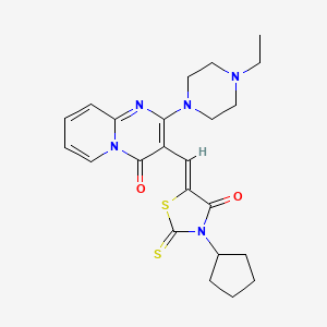 3-[(Z)-(3-cyclopentyl-4-oxo-2-thioxo-1,3-thiazolidin-5-ylidene)methyl]-2-(4-ethylpiperazin-1-yl)-4H-pyrido[1,2-a]pyrimidin-4-one