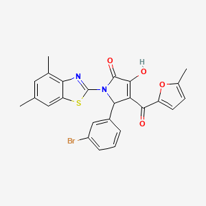 (4E)-5-(3-bromophenyl)-1-(4,6-dimethyl-1,3-benzothiazol-2-yl)-4-[hydroxy(5-methylfuran-2-yl)methylidene]pyrrolidine-2,3-dione