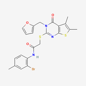 molecular formula C22H20BrN3O3S2 B12154974 N-(2-bromo-4-methylphenyl)-2-[3-(2-furylmethyl)-5,6-dimethyl-4-oxo(3-hydrothio pheno[2,3-d]pyrimidin-2-ylthio)]acetamide 