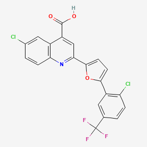 molecular formula C21H10Cl2F3NO3 B12154990 6-Chloro-2-{5-[2-chloro-5-(trifluoromethyl)phenyl]furan-2-yl}quinoline-4-carboxylic acid 