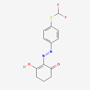 molecular formula C13H12F2N2O2S B12155011 2-(2-{4-[(Difluoromethyl)sulfanyl]phenyl}hydrazin-1-ylidene)cyclohexane-1,3-dione 