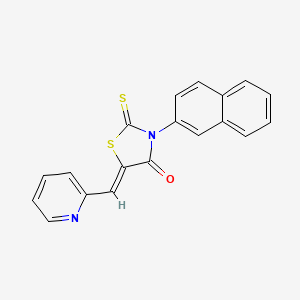 molecular formula C19H12N2OS2 B12155017 3-(2-Naphthyl)-5-(2-pyridylmethylene)-2-thioxo-1,3-thiazolidin-4-one 