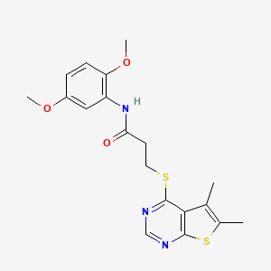 N-(2,5-dimethoxyphenyl)-3-[(5,6-dimethylthieno[2,3-d]pyrimidin-4-yl)sulfanyl]propanamide