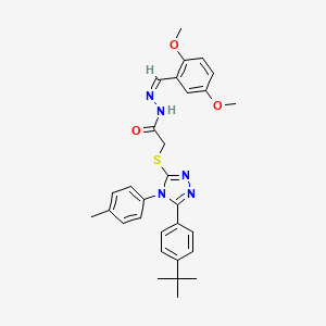 2-[[5-(4-tert-butylphenyl)-4-(4-methylphenyl)-1,2,4-triazol-3-yl]sulfanyl]-N-[(E)-(2,5-dimethoxyphenyl)methylideneamino]acetamide