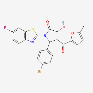 molecular formula C23H14BrFN2O4S B12155224 (4E)-5-(4-bromophenyl)-1-(6-fluoro-1,3-benzothiazol-2-yl)-4-[hydroxy(5-methylfuran-2-yl)methylidene]pyrrolidine-2,3-dione 