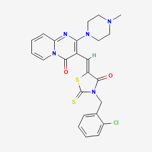 molecular formula C24H22ClN5O2S2 B12155333 3-{(Z)-[3-(2-chlorobenzyl)-4-oxo-2-thioxo-1,3-thiazolidin-5-ylidene]methyl}-2-(4-methylpiperazin-1-yl)-4H-pyrido[1,2-a]pyrimidin-4-one 