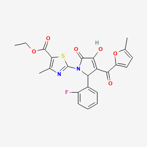 ethyl 2-{(3E)-2-(2-fluorophenyl)-3-[hydroxy(5-methylfuran-2-yl)methylidene]-4,5-dioxopyrrolidin-1-yl}-4-methyl-1,3-thiazole-5-carboxylate