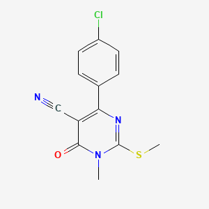 molecular formula C13H10ClN3OS B1215547 4-(4-Chlorophenyl)-1-methyl-2-(methylthio)-6-oxo-5-pyrimidinecarbonitrile 