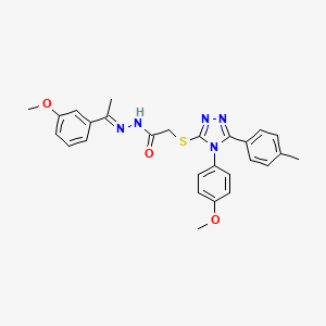 N'-[(1E)-1-(3-methoxyphenyl)ethylidene]-2-{[4-(4-methoxyphenyl)-5-(4-methylphenyl)-4H-1,2,4-triazol-3-yl]sulfanyl}acetohydrazide