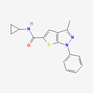 molecular formula C16H15N3OS B1215551 N-cyclopropyl-3-methyl-1-phenyl-5-thieno[2,3-c]pyrazolecarboxamide 
