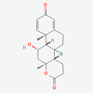 molecular formula C19H24O4 B1215553 11beta,13-Dihydroxy-3-oxo-13,17-secoandrosta-1,4-dien-17-oic acid delta-lactone CAS No. 13258-78-1