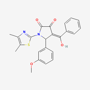 molecular formula C23H20N2O4S B12155533 (4E)-1-(4,5-dimethyl-1,3-thiazol-2-yl)-4-[hydroxy(phenyl)methylidene]-5-(3-methoxyphenyl)pyrrolidine-2,3-dione 