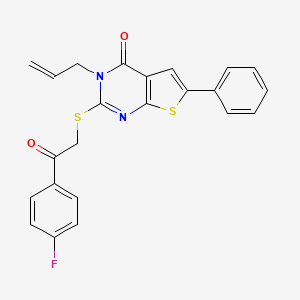 molecular formula C23H17FN2O2S2 B12155538 2-{[2-(4-fluorophenyl)-2-oxoethyl]sulfanyl}-6-phenyl-3-(prop-2-en-1-yl)thieno[2,3-d]pyrimidin-4(3H)-one 