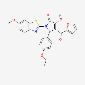 molecular formula C25H20N2O6S B12155579 5-(4-Ethoxyphenyl)-4-(2-furylcarbonyl)-3-hydroxy-1-(6-methoxybenzothiazol-2-yl)-3-pyrrolin-2-one 