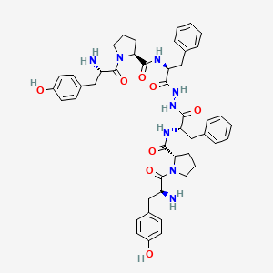 molecular formula C46H54N8O8 B1215565 (2S)-1-[(2S)-2-amino-3-(4-hydroxyphenyl)propanoyl]-N-[(2S)-1-[2-[(2S)-2-[[(2S)-1-[(2S)-2-amino-3-(4-hydroxyphenyl)propanoyl]pyrrolidine-2-carbonyl]amino]-3-phenylpropanoyl]hydrazinyl]-1-oxo-3-phenylpropan-2-yl]pyrrolidine-2-carboxamide CAS No. 88191-66-6