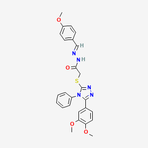 molecular formula C26H25N5O4S B12155688 2-{[5-(3,4-dimethoxyphenyl)-4-phenyl-4H-1,2,4-triazol-3-yl]sulfanyl}-N'-[(E)-(4-methoxyphenyl)methylidene]acetohydrazide 