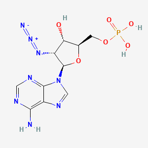 molecular formula C10H13N8O6P B1215571 9-(2-Azido-2-deoxy-5-O-phosphonopentofuranosyl)-9H-purin-6-amine CAS No. 61186-92-3