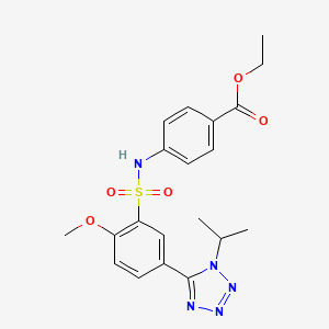 molecular formula C20H23N5O5S B12155722 Ethyl 4-[[2-methoxy-5-(1-propan-2-yltetrazol-5-yl)phenyl]sulfonylamino]benzoate 