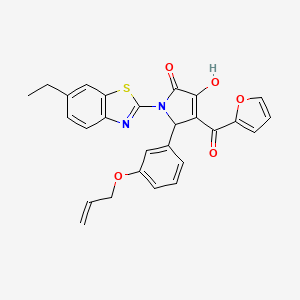 molecular formula C27H22N2O5S B12155773 1-(6-Ethylbenzothiazol-2-yl)-4-(2-furylcarbonyl)-3-hydroxy-5-(3-prop-2-enyloxy phenyl)-3-pyrrolin-2-one 