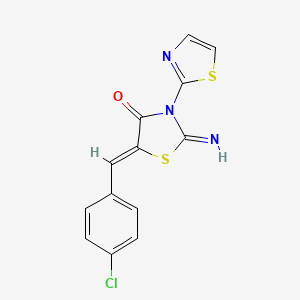 molecular formula C13H8ClN3OS2 B12155781 (5Z)-5-(4-chlorobenzylidene)-2-imino-3-(1,3-thiazol-2-yl)-1,3-thiazolidin-4-one 