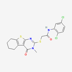 molecular formula C19H17Cl2N3O2S2 B12155827 N-(2,5-dichlorophenyl)-2-[(3-methyl-4-oxo-3,4,5,6,7,8-hexahydro[1]benzothieno[2,3-d]pyrimidin-2-yl)sulfanyl]acetamide 