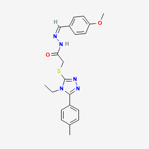 molecular formula C21H23N5O2S B12155851 2-[[4-ethyl-5-(4-methylphenyl)-1,2,4-triazol-3-yl]sulfanyl]-N-[(E)-(4-methoxyphenyl)methylideneamino]acetamide 