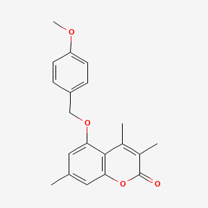 molecular formula C20H20O4 B12155880 5-[(4-methoxybenzyl)oxy]-3,4,7-trimethyl-2H-chromen-2-one 