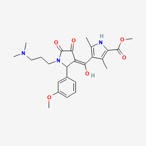 molecular formula C25H31N3O6 B12155892 methyl 4-{[1-[3-(dimethylamino)propyl]-4-hydroxy-2-(3-methoxyphenyl)-5-oxo-2,5-dihydro-1H-pyrrol-3-yl]carbonyl}-3,5-dimethyl-1H-pyrrole-2-carboxylate 