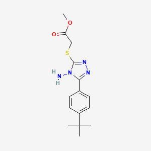 molecular formula C15H20N4O2S B12155904 Methyl 2-{4-amino-5-[4-(tert-butyl)phenyl]-1,2,4-triazol-3-ylthio}acetate 