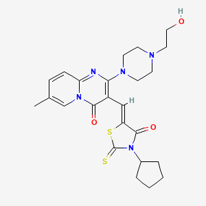 molecular formula C24H29N5O3S2 B12155971 3-[(Z)-(3-cyclopentyl-4-oxo-2-thioxo-1,3-thiazolidin-5-ylidene)methyl]-2-[4-(2-hydroxyethyl)piperazin-1-yl]-7-methyl-4H-pyrido[1,2-a]pyrimidin-4-one 