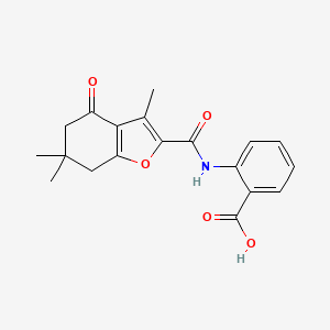 molecular formula C19H19NO5 B12155994 2-{[(3,6,6-Trimethyl-4-oxo-4,5,6,7-tetrahydro-1-benzofuran-2-yl)carbonyl]amino}benzoic acid 