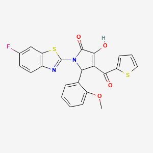 (4E)-1-(6-fluoro-1,3-benzothiazol-2-yl)-4-[hydroxy(thiophen-2-yl)methylidene]-5-(2-methoxyphenyl)pyrrolidine-2,3-dione