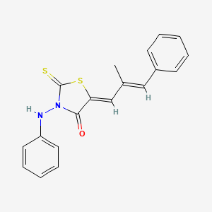 molecular formula C19H16N2OS2 B12156054 (5Z)-5-[(2E)-2-methyl-3-phenylprop-2-en-1-ylidene]-3-(phenylamino)-2-thioxo-1,3-thiazolidin-4-one 