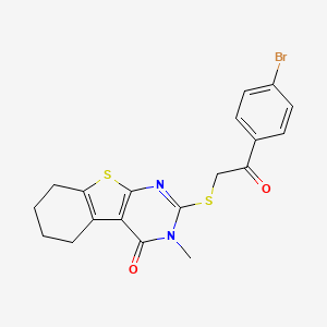 molecular formula C19H17BrN2O2S2 B12156182 2-{[2-(4-bromophenyl)-2-oxoethyl]sulfanyl}-3-methyl-5,6,7,8-tetrahydro[1]benzothieno[2,3-d]pyrimidin-4(3H)-one 