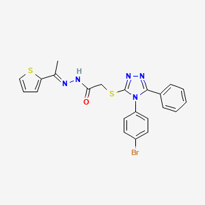 2-[[4-(4-bromophenyl)-5-phenyl-1,2,4-triazol-3-yl]sulfanyl]-N-[(Z)-1-thiophen-2-ylethylideneamino]acetamide