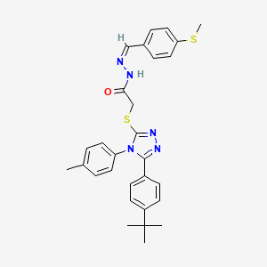 2-{[5-(4-tert-butylphenyl)-4-(4-methylphenyl)-4H-1,2,4-triazol-3-yl]sulfanyl}-N'-{(Z)-[4-(methylsulfanyl)phenyl]methylidene}acetohydrazide