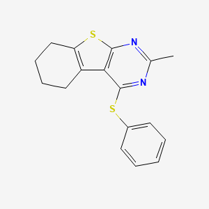 molecular formula C17H16N2S2 B12156249 2-Methyl-4-(phenylsulfanyl)-5,6,7,8-tetrahydro[1]benzothieno[2,3-d]pyrimidine 