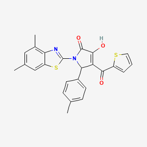 molecular formula C25H20N2O3S2 B12156270 (4E)-1-(4,6-dimethyl-1,3-benzothiazol-2-yl)-4-[hydroxy(thiophen-2-yl)methylidene]-5-(4-methylphenyl)pyrrolidine-2,3-dione 