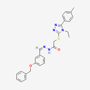 2-[[4-ethyl-5-(4-methylphenyl)-1,2,4-triazol-3-yl]sulfanyl]-N-[(E)-(3-phenylmethoxyphenyl)methylideneamino]acetamide