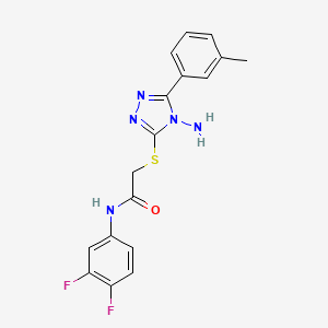 molecular formula C17H15F2N5OS B12156295 2-{[4-amino-5-(3-methylphenyl)-4H-1,2,4-triazol-3-yl]sulfanyl}-N-(3,4-difluorophenyl)acetamide 