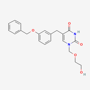 molecular formula C21H22N2O5 B1215641 1-((2-Hydroxyethoxy)methyl)-5-(3-(benzyloxy)benzyl)pyrimidine-2,4(1H,3H)-dione CAS No. 82857-75-8