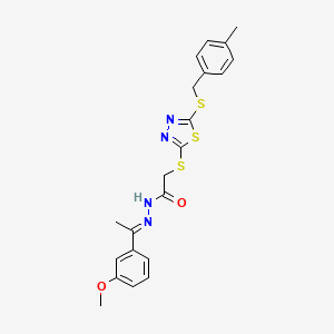 N'-[(1E)-1-(3-methoxyphenyl)ethylidene]-2-({5-[(4-methylbenzyl)sulfanyl]-1,3,4-thiadiazol-2-yl}sulfanyl)acetohydrazide