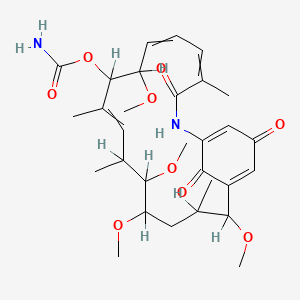 molecular formula C30H42N2O9 B1215648 (8,13,14,17-Tetramethoxy-4,10,12,16-tetramethyl-3,20,22-trioxo-2-azabicyclo[16.3.1]docosa-1(21),4,6,10,18-pentaen-9-yl) carbamate 